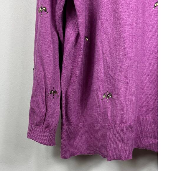 Nic + Zoe Hidden Gems Sweater in Vivid Magenta Plus Size 3X - Picture 6 of 11